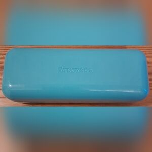 EUC Tiffany & Co. Blue Leather Hard Clam Shell Travel Glasses Sunglasses Case